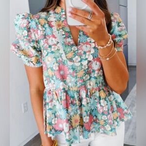 Floral Puff Sleeve Top